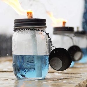 Brass Tacks Mason Jar Torch Kit, Includes 4 long life wicks, 4 lids 4 caps.